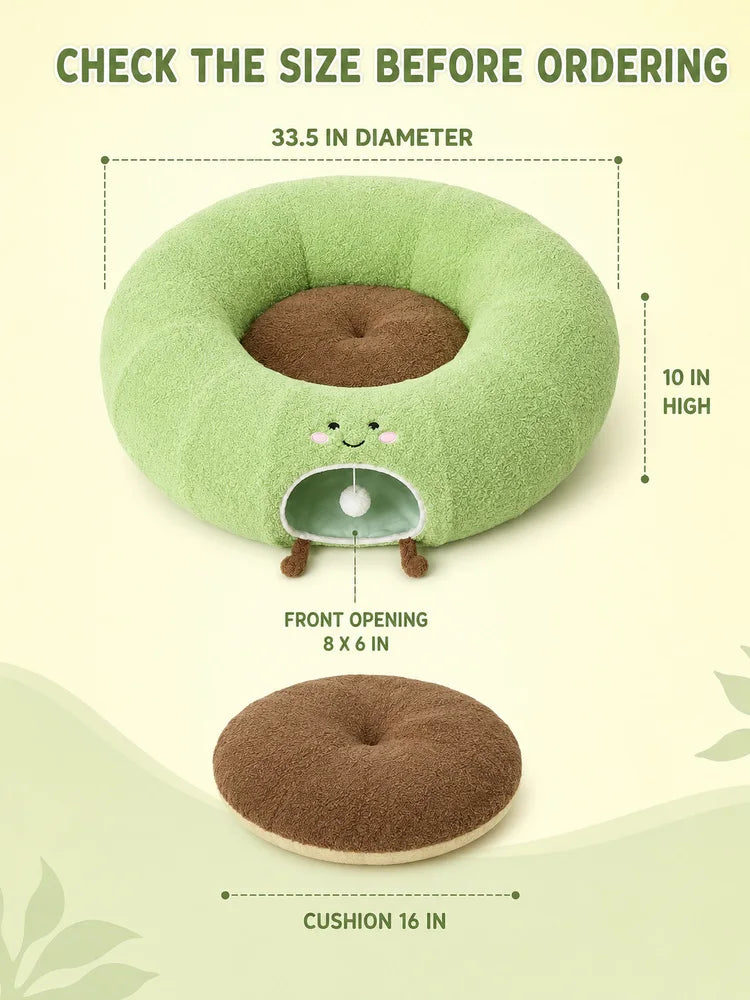 Convertible Plush Cat Tunnel & Donut Bed