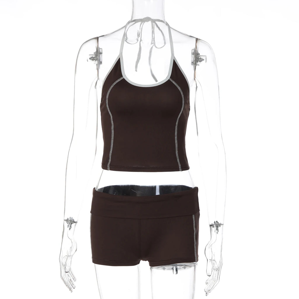 Women's Halter Crop Top and Floral Shorts Set