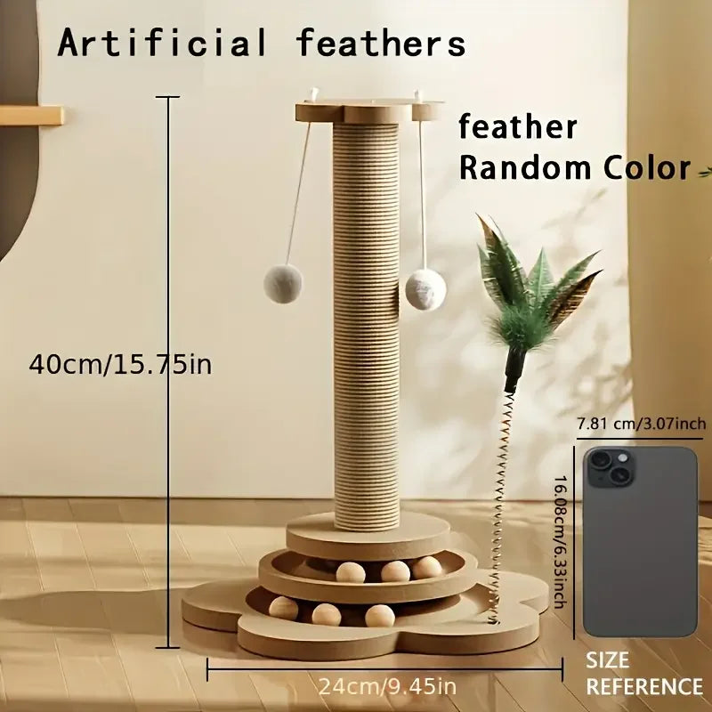 Wooden Cat Scratching Board with Rotating Platform