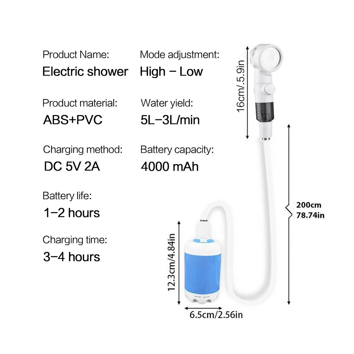 Outdoor Shower Portable Handheld Rechargeable Gentle Pet Bath Sprayer for Dogs and Cats Versatile Water Pump for Car Wash Garden Watering and Flower Care Cordless Low Energy Bath Grooming Equipment Kit Whispering Desires Shoppe