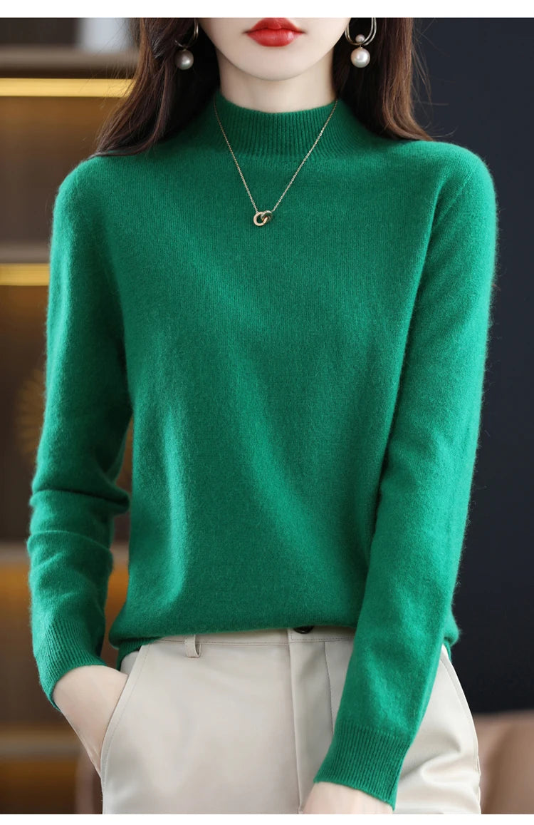 Women's Wool Mock-Neck Knit Sweater