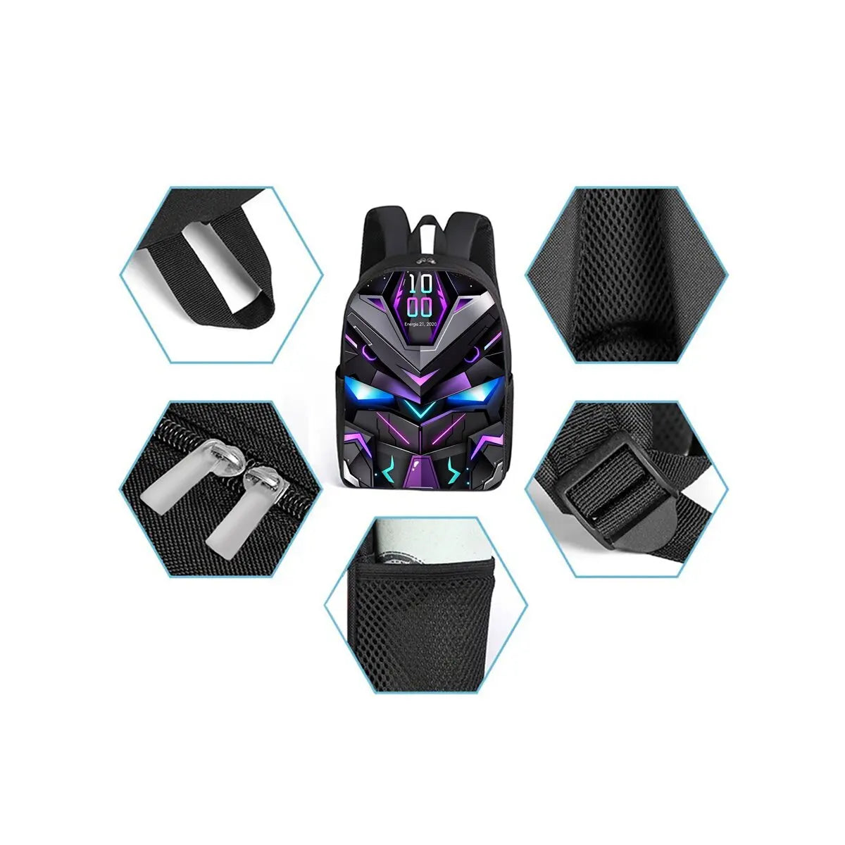 Robot Print School Bag Set – 3 Pieces