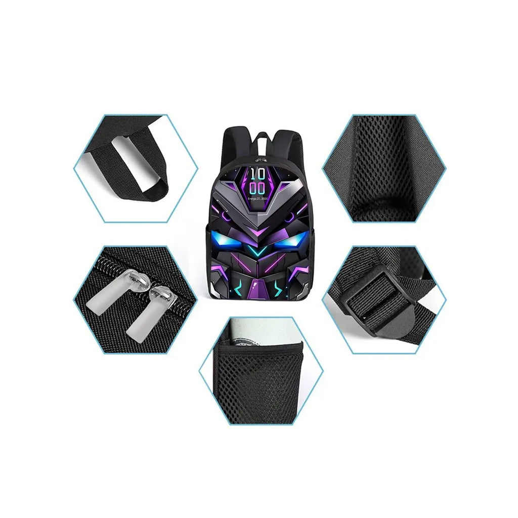 Robot Print School Bag Set – 3 Pieces