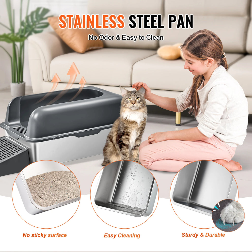 SucceBuy XM-0012 Stainless Steel Cat Litter Box