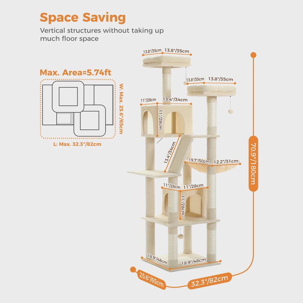 Multi-Level Cat Tree with Scratching Posts, Cozy Condo, Hammock, Large Cat Tower for Indoor Cats, Cat Scratching Board, Cat Toys Whispering Desires Shoppe