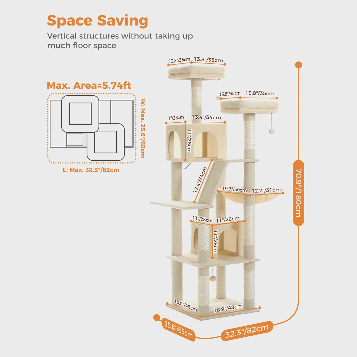 Multi-Level Cat Tree with Scratching Posts, Cozy Condo, Hammock, Large Cat Tower for Indoor Cats, Cat Scratching Board, Cat Toys Whispering Desires Shoppe