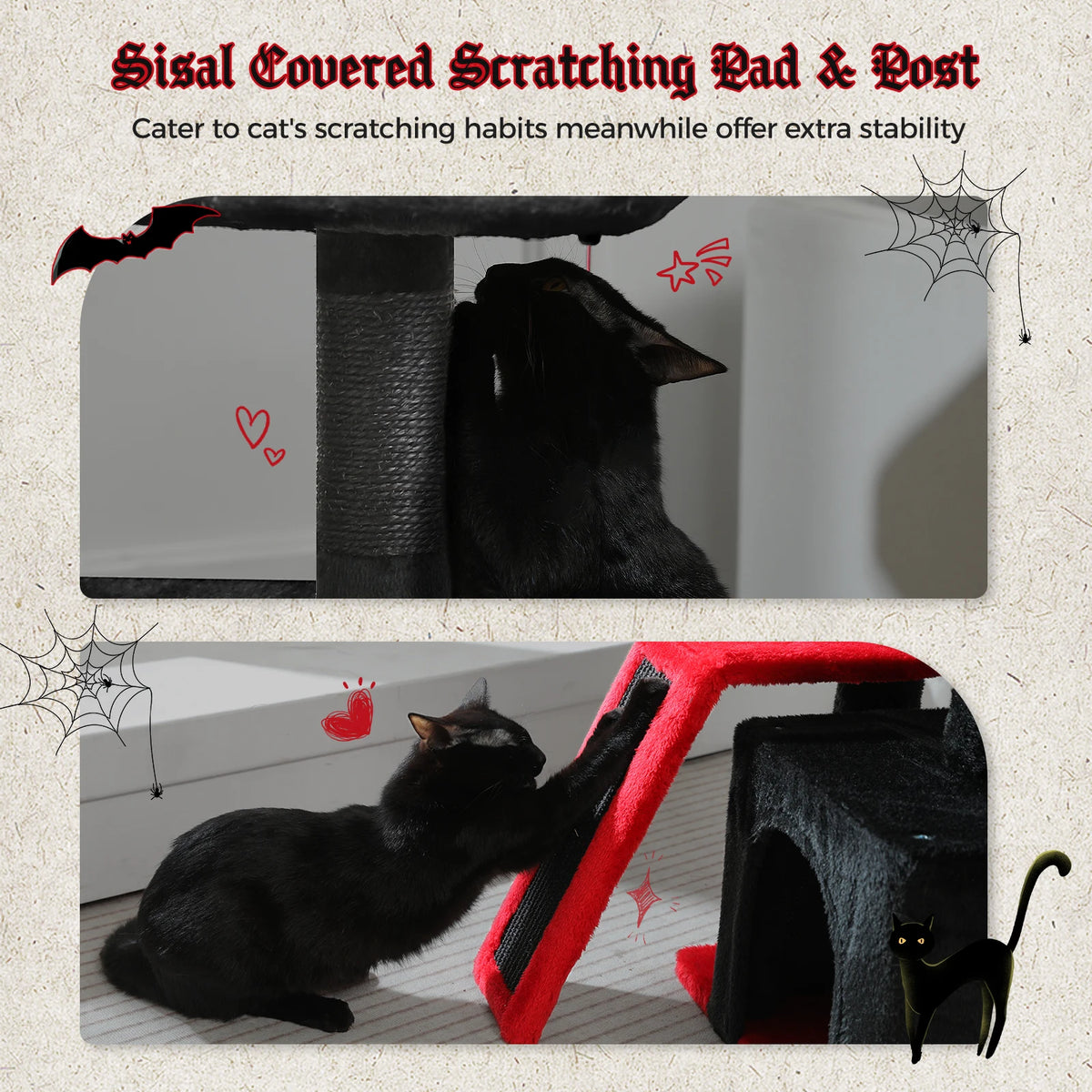 Compact Cat Tree with Removable Perch & Hammock