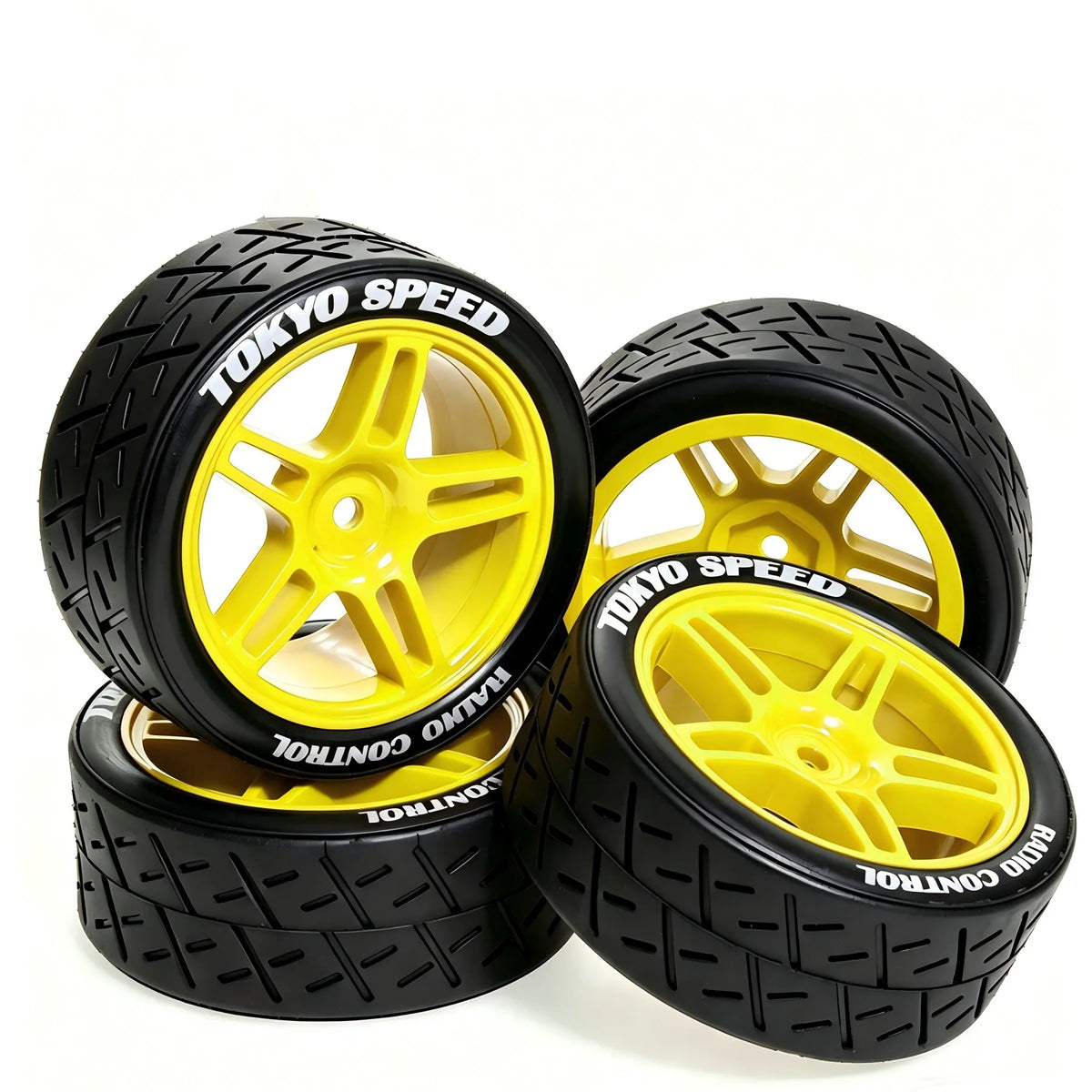 1:10 RC Car Tires & Wheels – Set of 4, 12 mm Hex