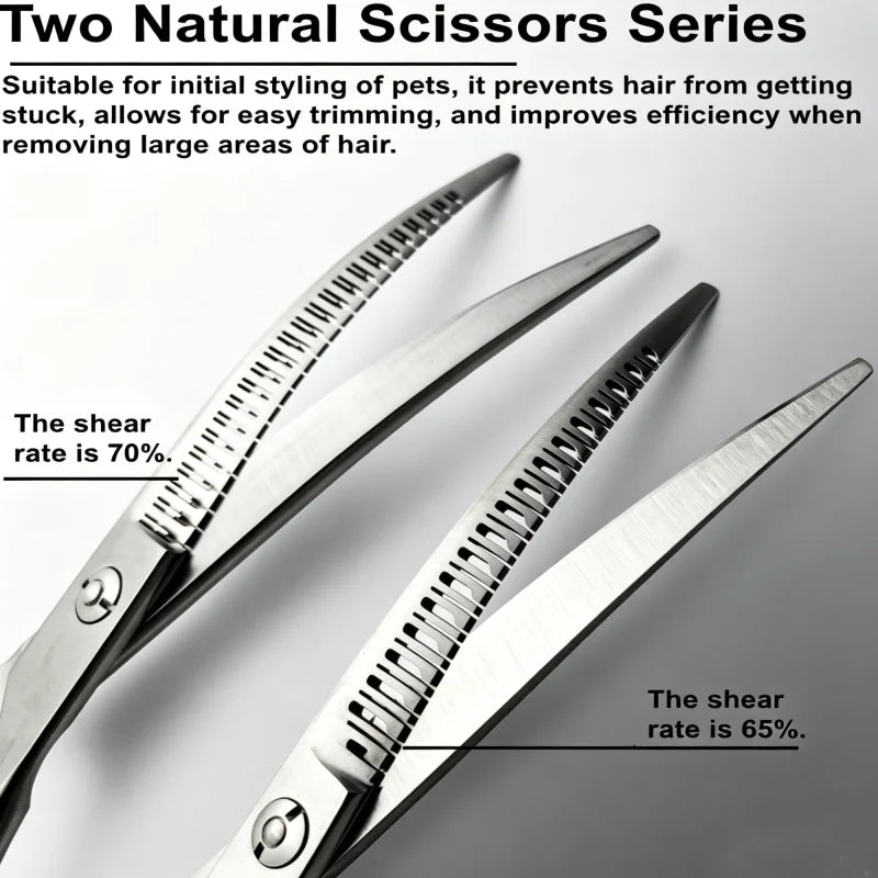 Wingsbro 7'' Curved Chunkers Shears Curved Thinning Shears Stainless Steel Dog Grooming Cat Curved Scissors Light Weight Special Whispering Desires Shoppe