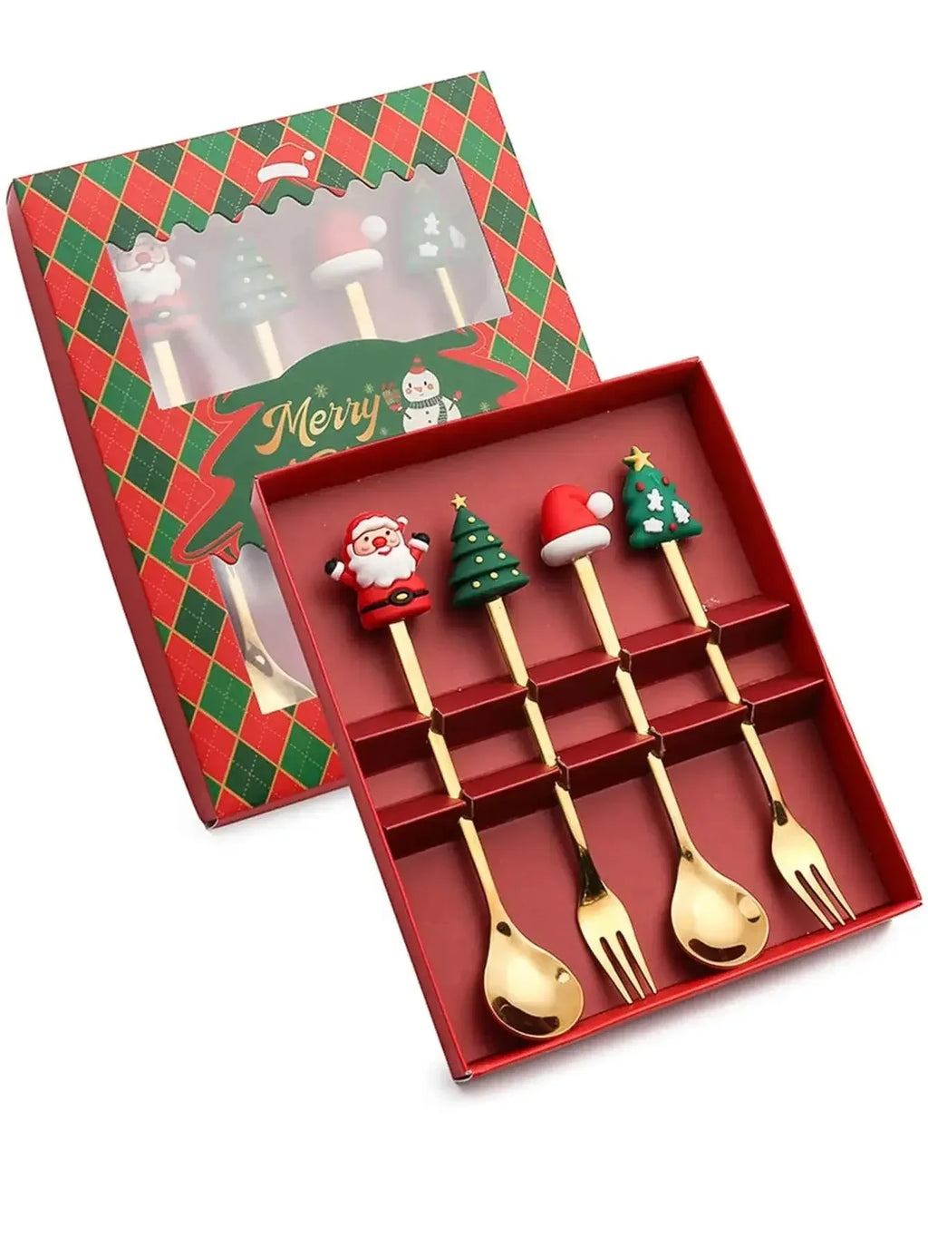 Christmas Dessert Fork & Spoon Sets