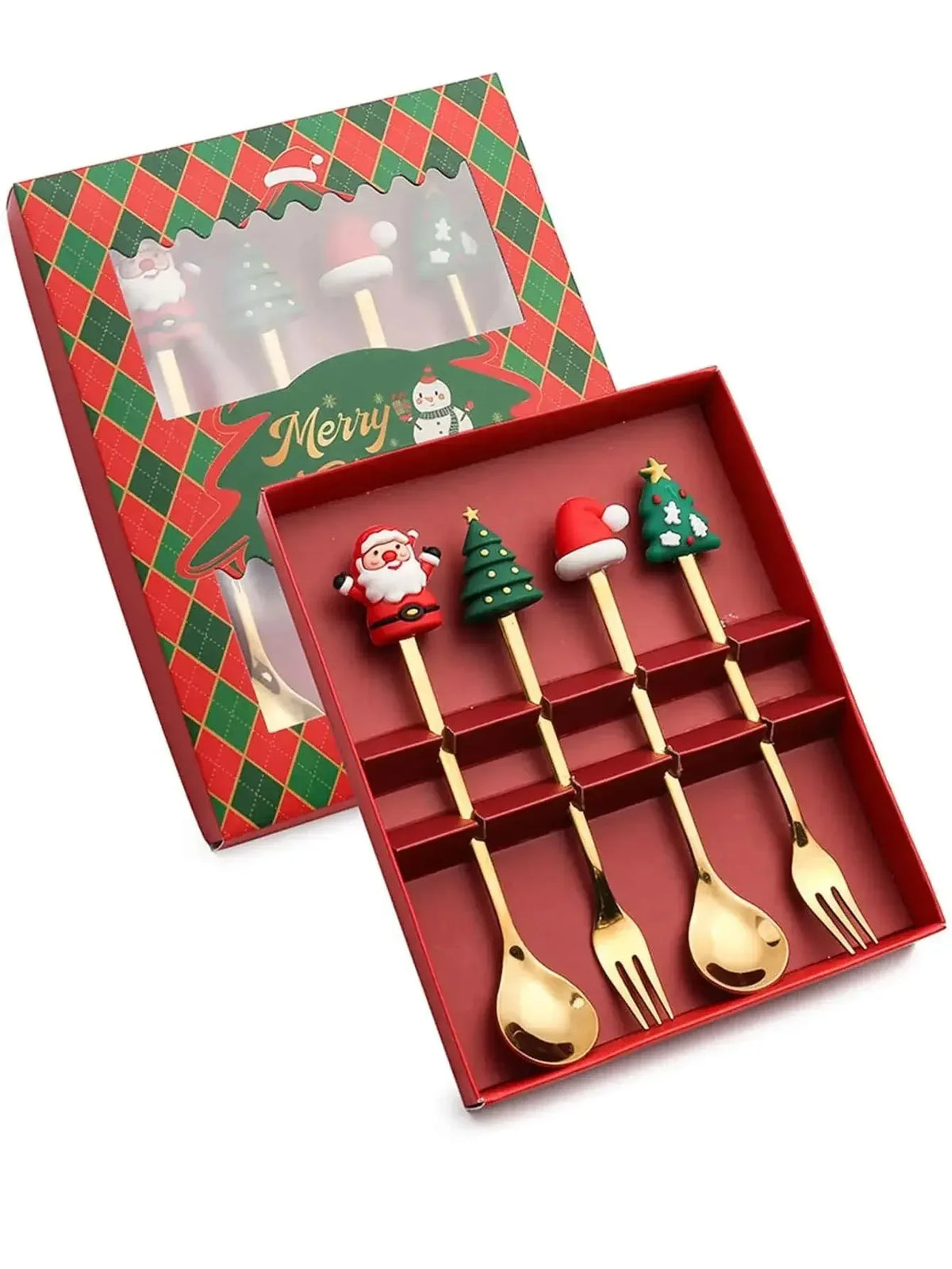 Christmas Dessert Fork & Spoon Sets