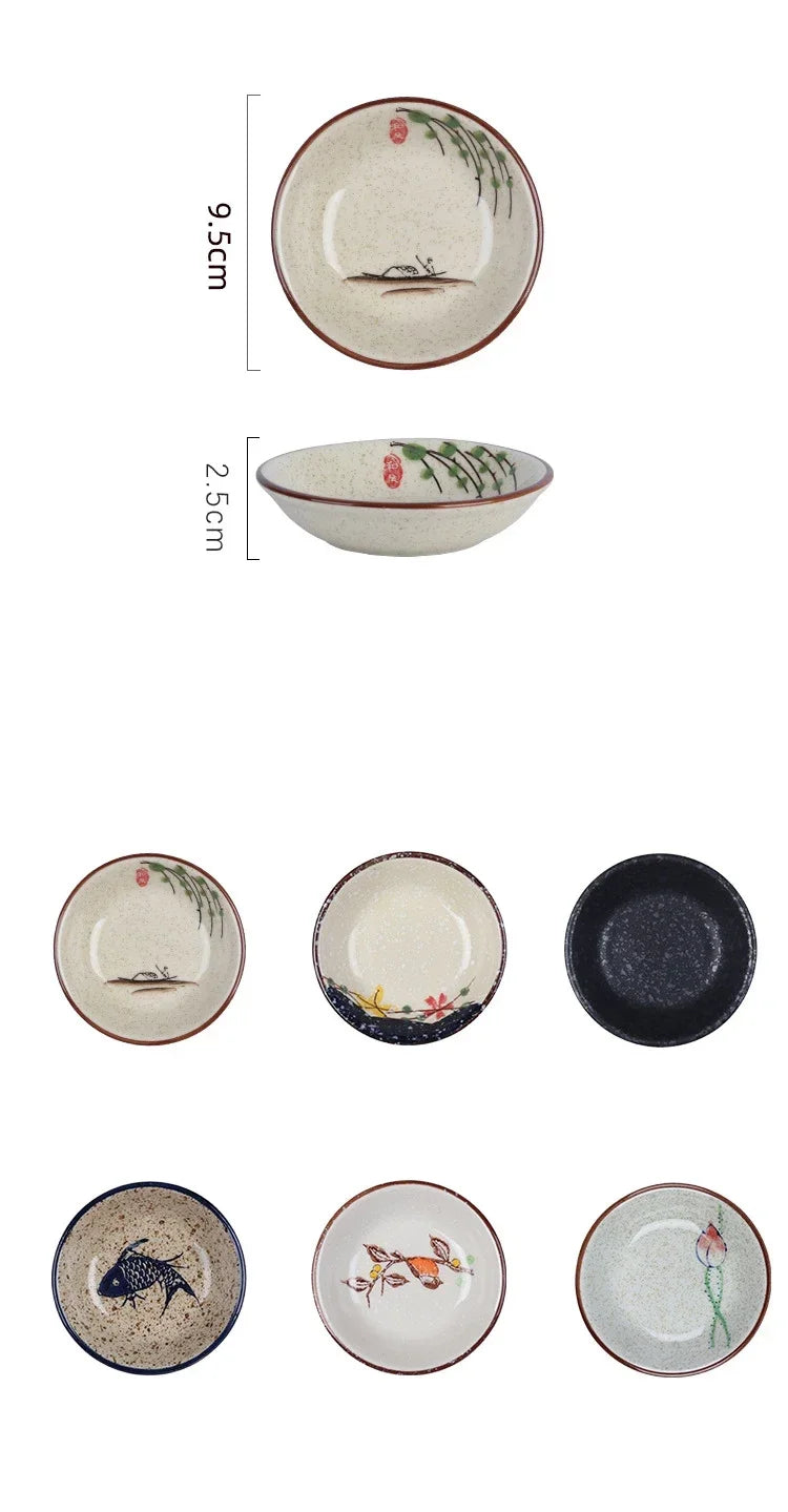 Flower and Bird Ceramic Sauce Dish — 9.5 cm