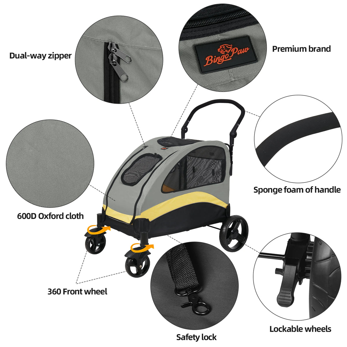 Foldable Four-Wheel Pet Stroller