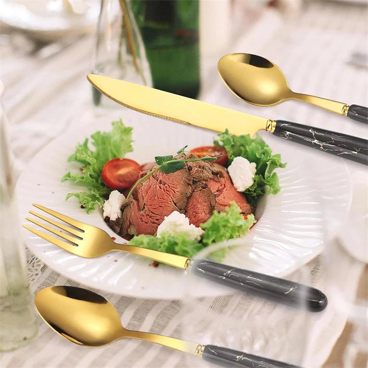 LMETJMA Stainless Steel Flatware — 24 Pieces