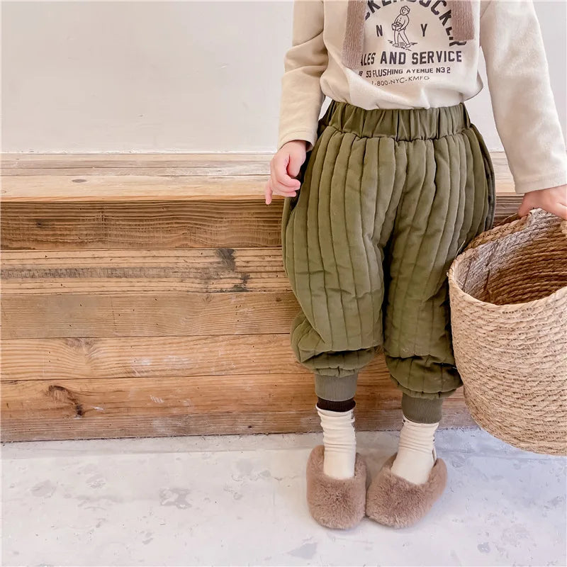 Children's Clothing From 2 To 7 Years Winter Kids Warm Cotton-Padded Trousers Baby Girls Thick Pants Toddler Boys Wear Clothes Whispering Desires Shoppe