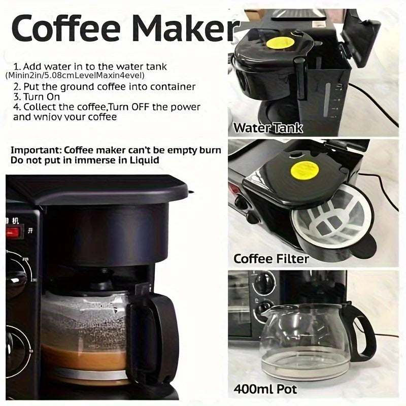 3-in-1 Countertop Breakfast Station with Timer