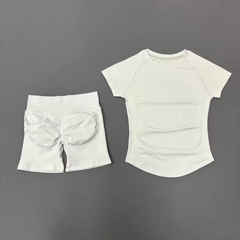 Women's Ribbed Short-Sleeve Top and Shorts Set