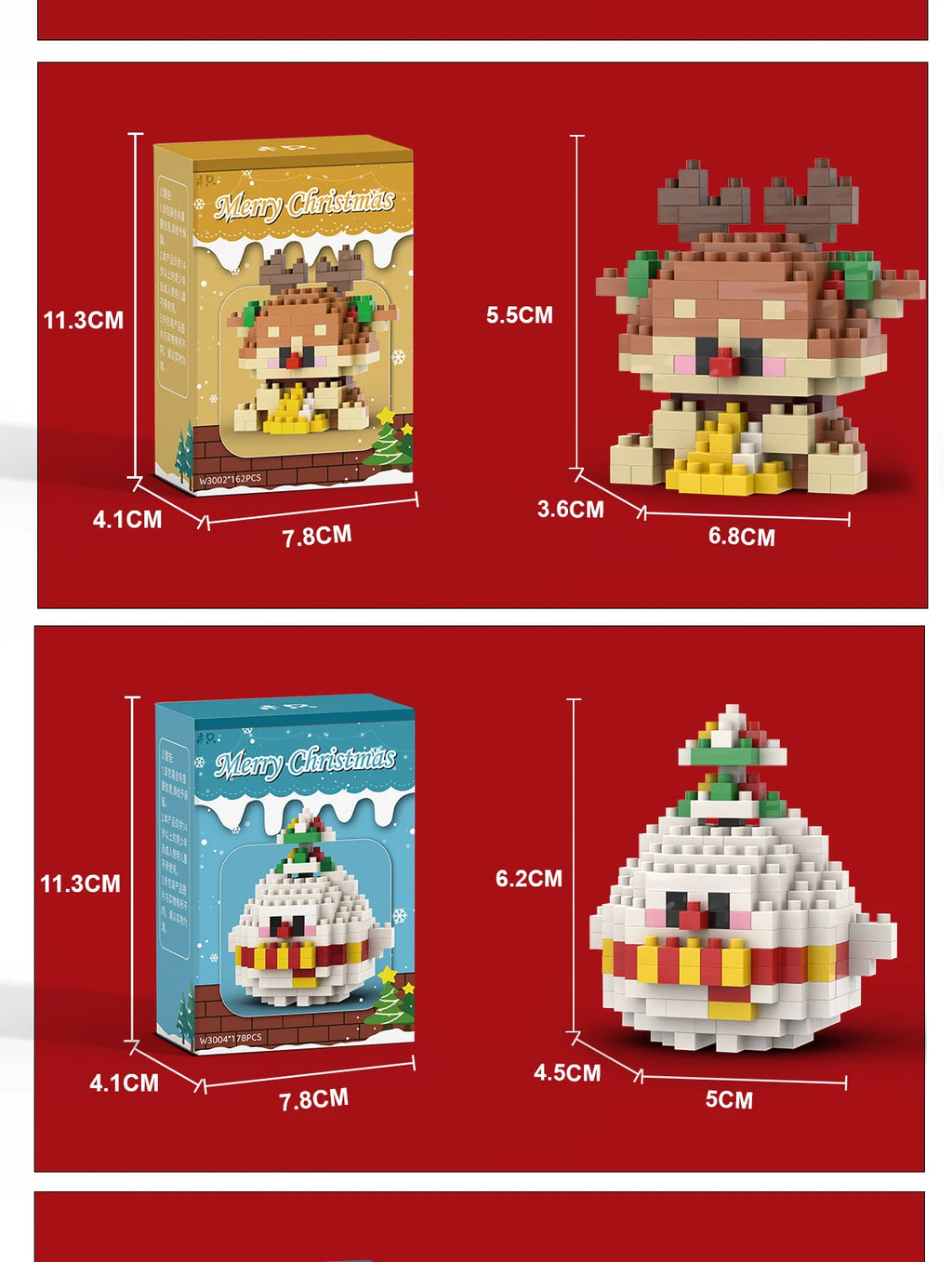 Santa & Reindeer Holiday Micro Building Block Sets