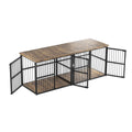 87 Inch Extra Large Double Dog Crate Furniture with Divider 3 Doors Heavy Duty Wooden Indoor Dog Kennel Cabinet TV Stand for 2 Dogs Lockable Pet House with Storage Table Whispering Desires Shoppe
