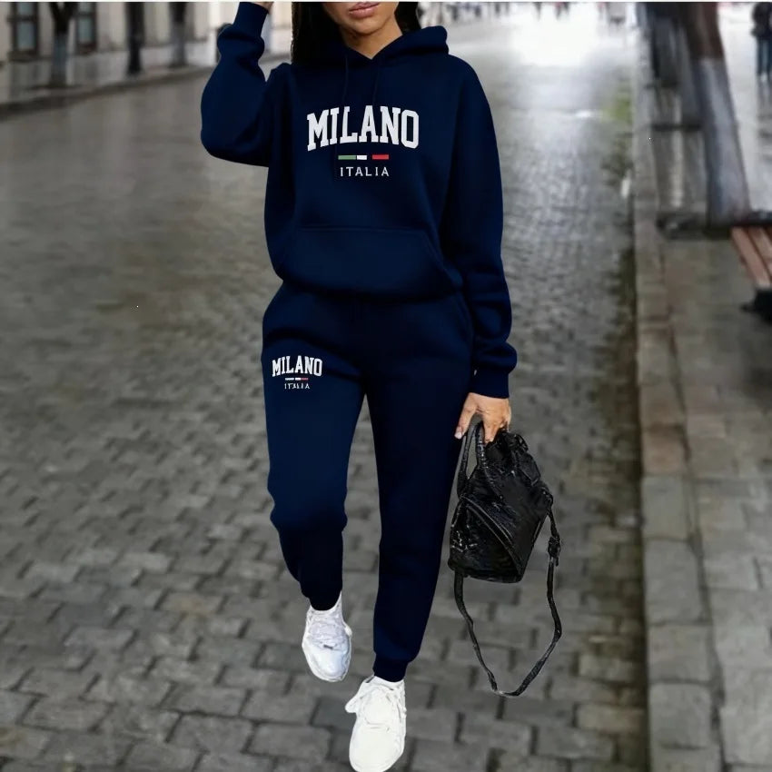 Women's Milano Letter-Print Top and Wide-Leg Pants Set