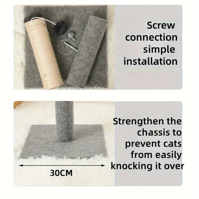 Grey Sisal Cat Scratching Post with Toy Ball
