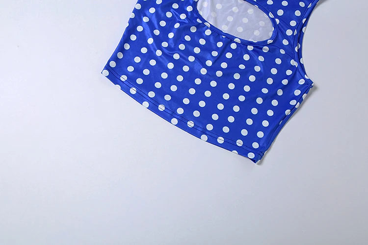 Women's Polka-Dot Crop Top and Shorts Set