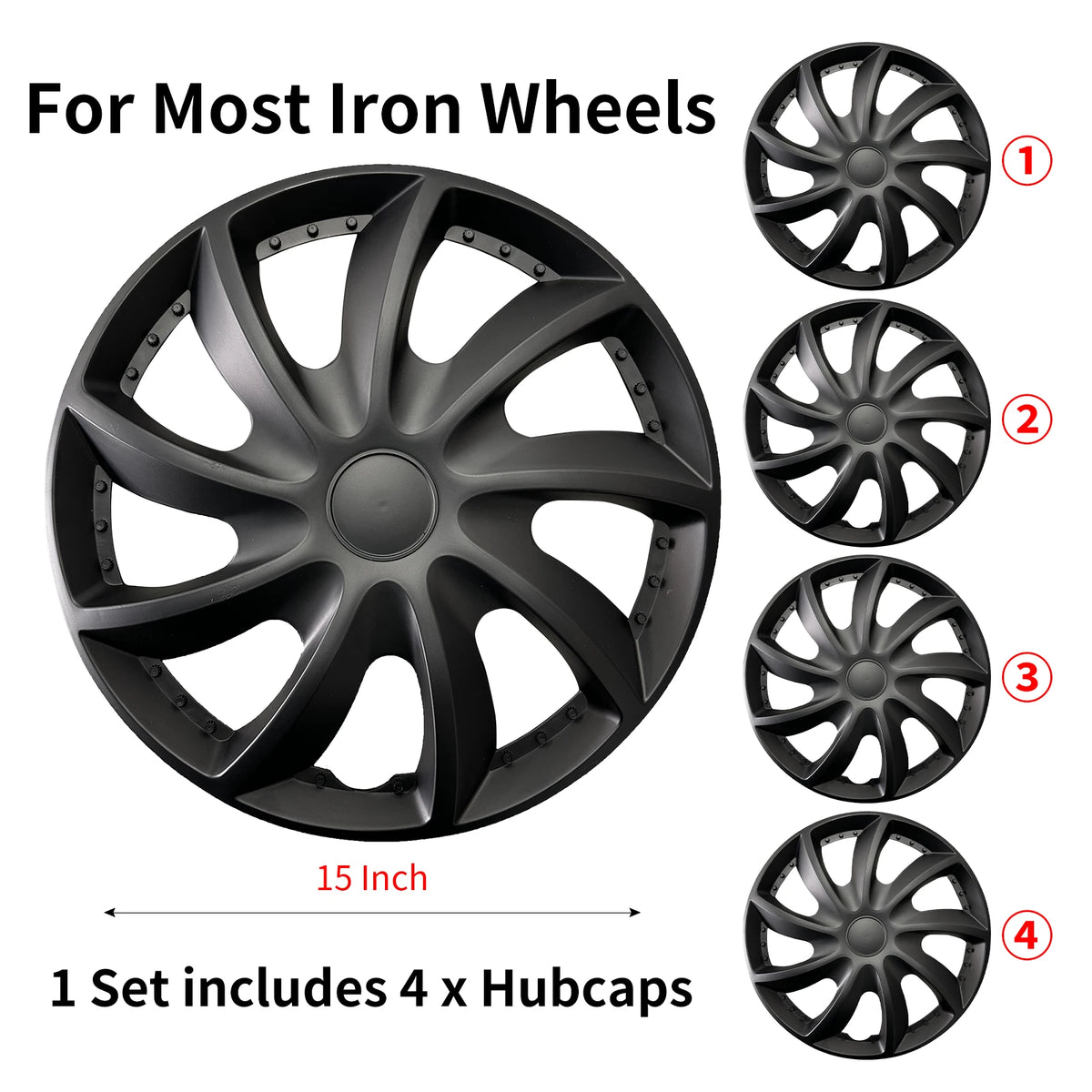 MOTENIO 15-Inch Wheel Covers – Set of 4
