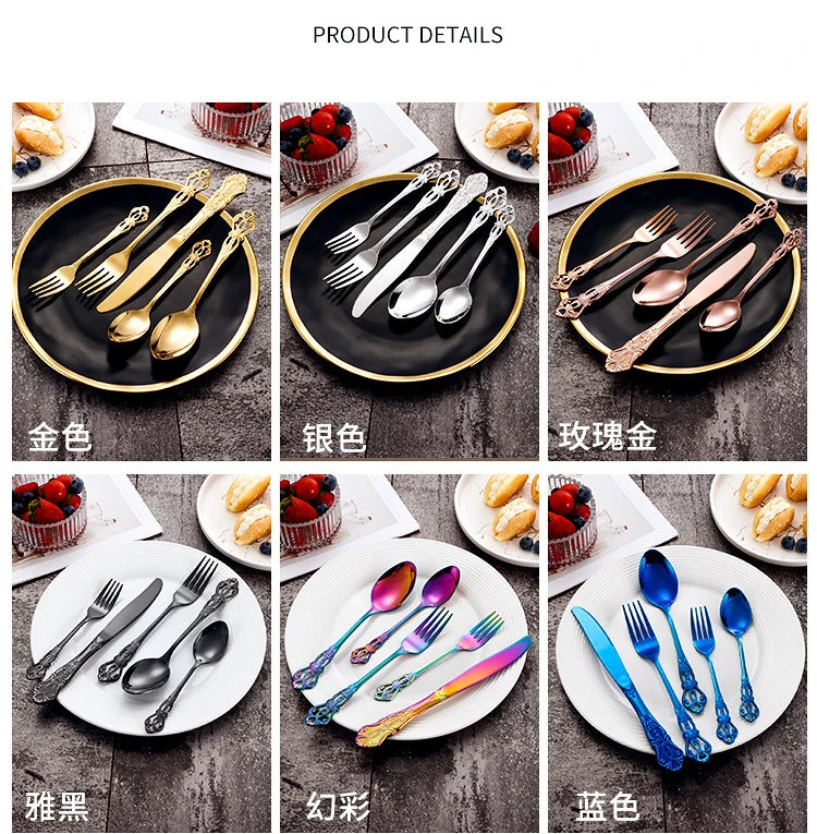 Vintage-Style Stainless Steel Flatware — Assorted Sets