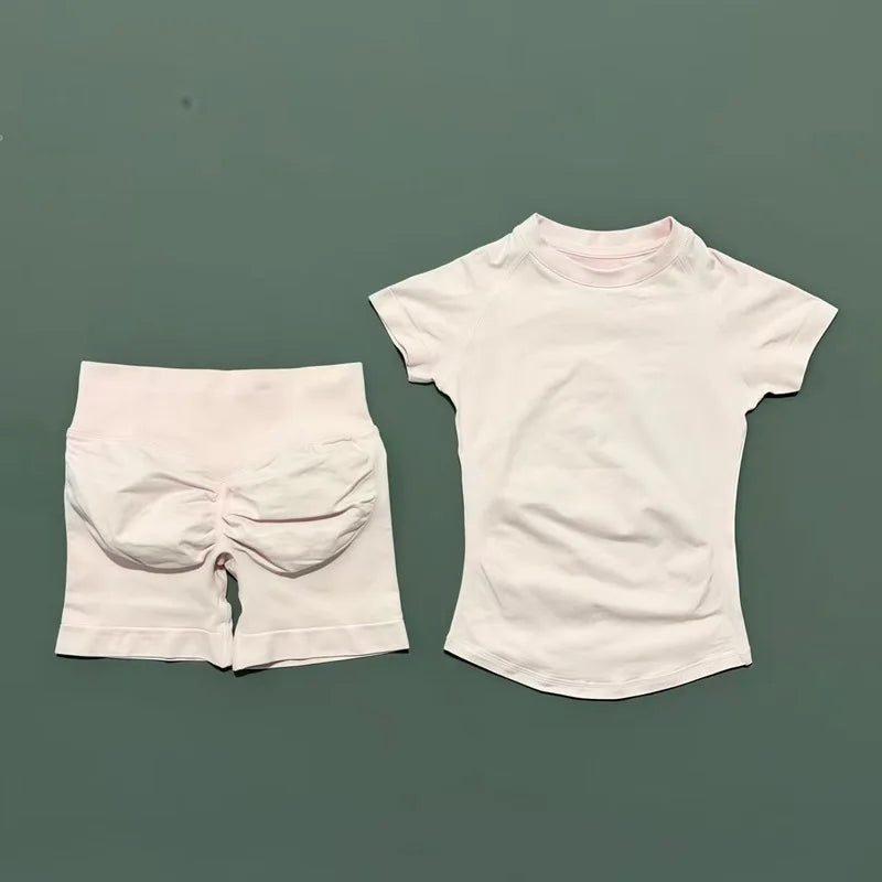 Women's Ribbed Short-Sleeve Top and Shorts Set