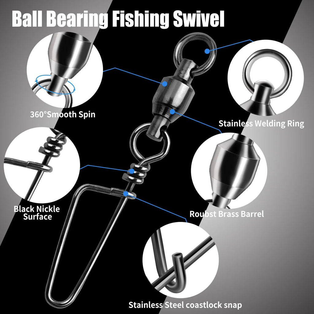 FishTrip Ball-Bearing Coastlock Snap Swivels