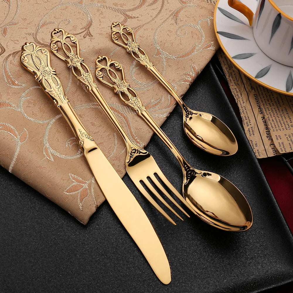 Vintage-Style Stainless Steel Flatware — Assorted Sets