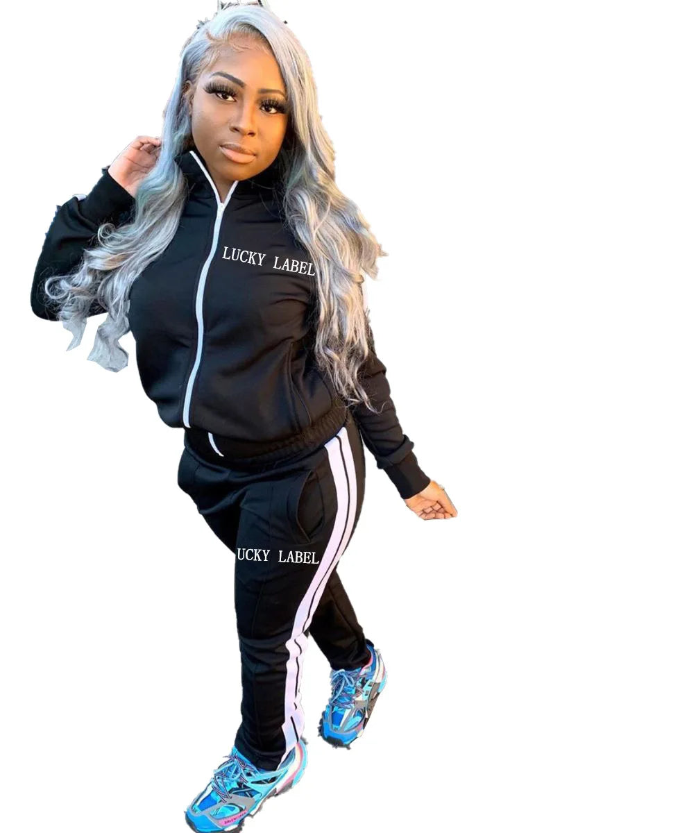 Women's Embroidered Zip-Up Top and Pants Set