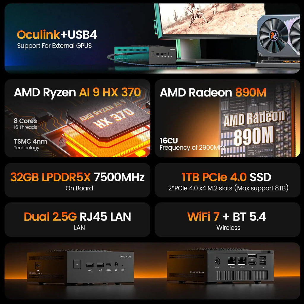 PELADN HO5 Ryzen AI 9 HX 370 Mini PC