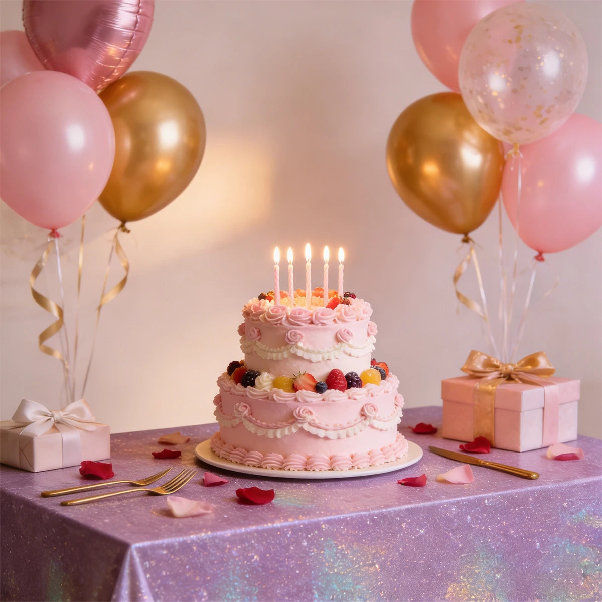 Metallic-Look Rectangular Party Tablecloth