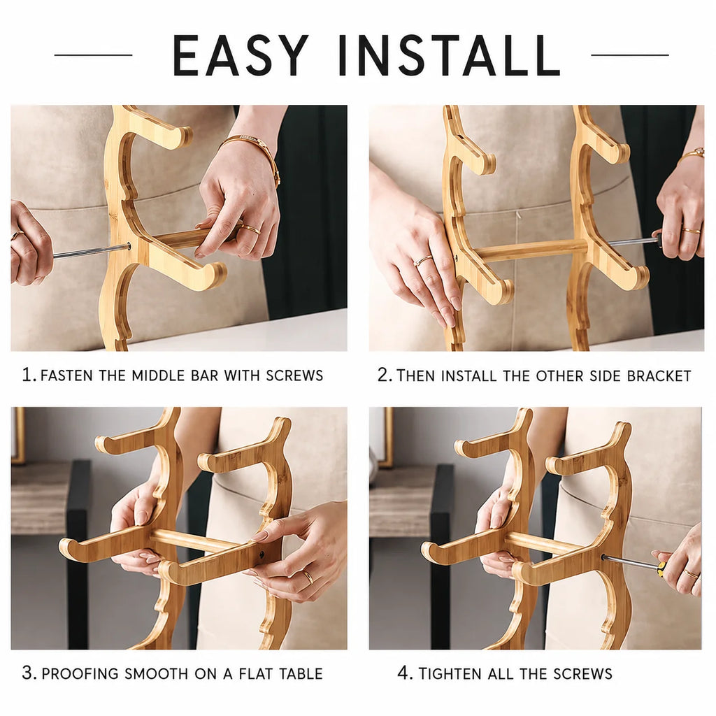 Bamboo-Frame Tiered Fruit Stand with PP Bowls