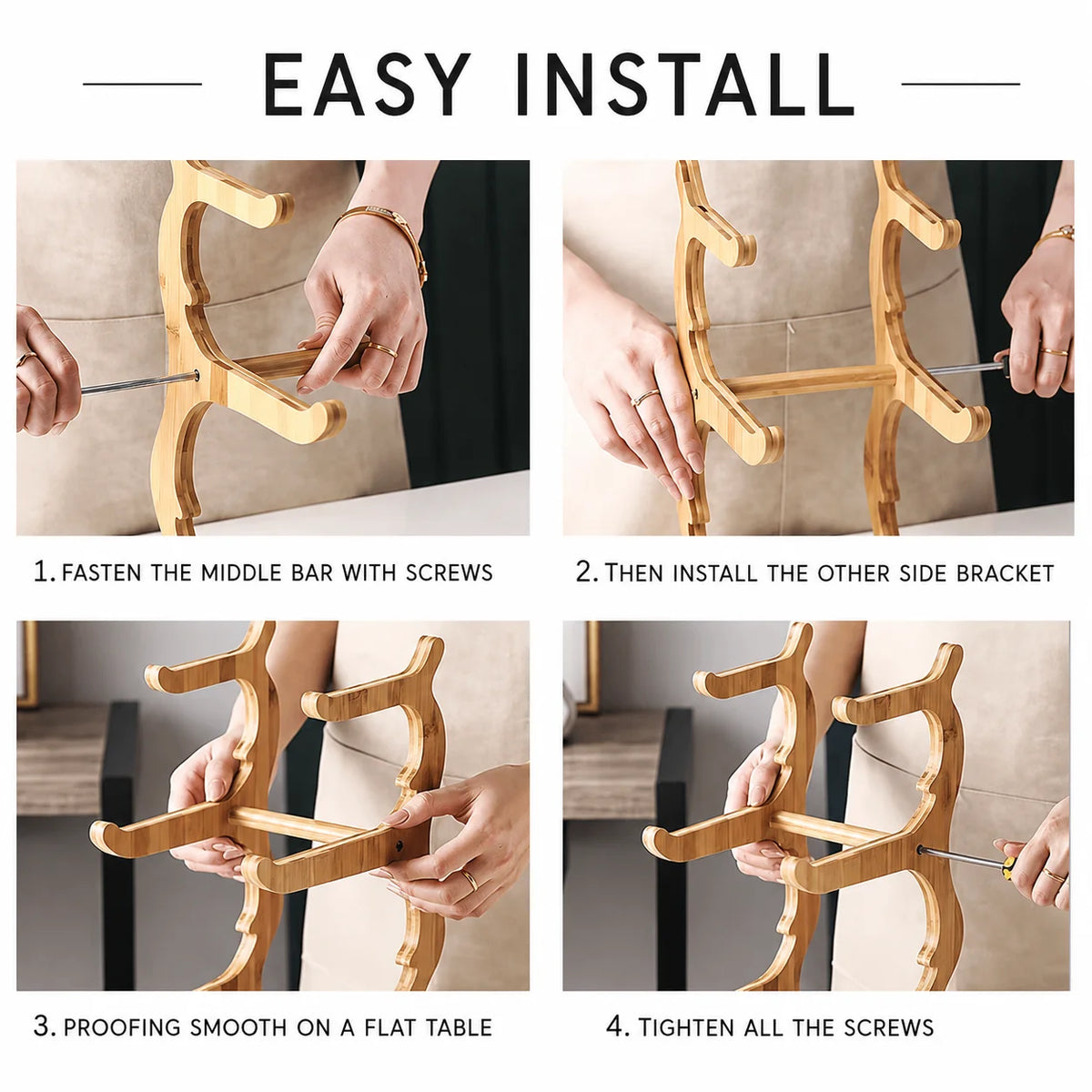 Bamboo-Frame Tiered Fruit Stand with PP Bowls