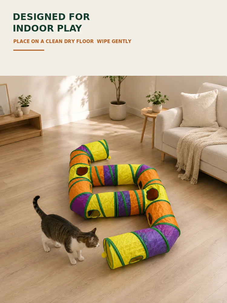 Zoe Double E-Shaped Cat Tunnel Maze with Toys