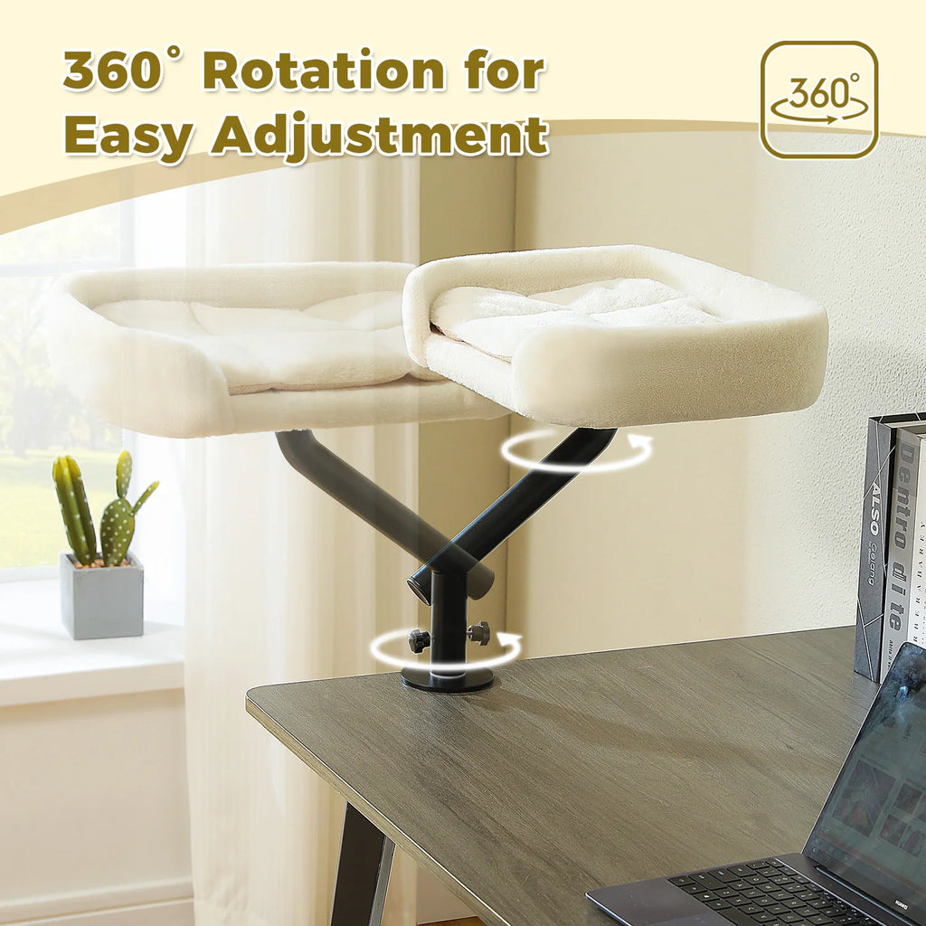 360° Rotating Desk-Mounted Cat Bed