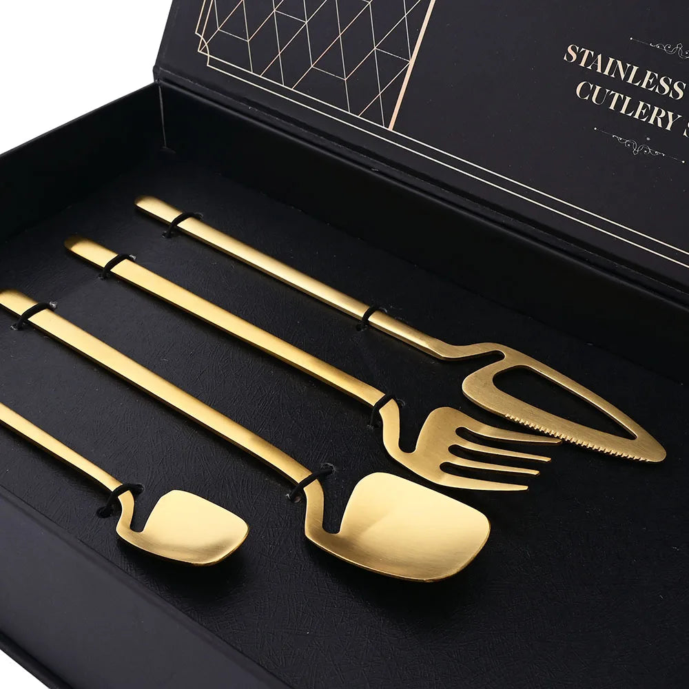 JANKNG Matte Stainless Steel Flatware — 32 Pieces