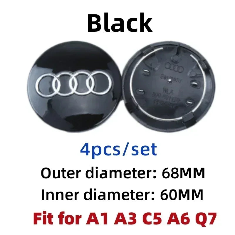 Replacement Wheel Center Caps – Set of 4, 60–77 mm Options