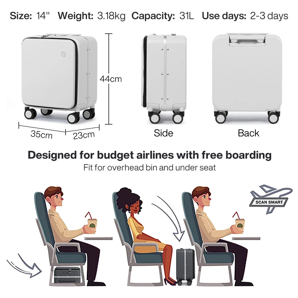 Mixi 14 Inch Underseat PC Hard Shell Suitcase Top Opening Aluminum Frame Travel Suitcases with Wheels Carry On Luggage Whispering Desires Shoppe