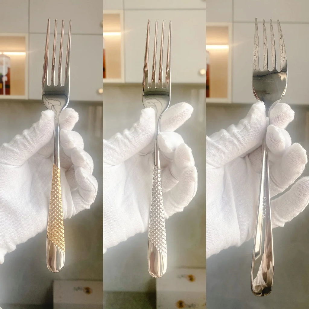 Hammered-Handle Stainless Steel Dinner Forks