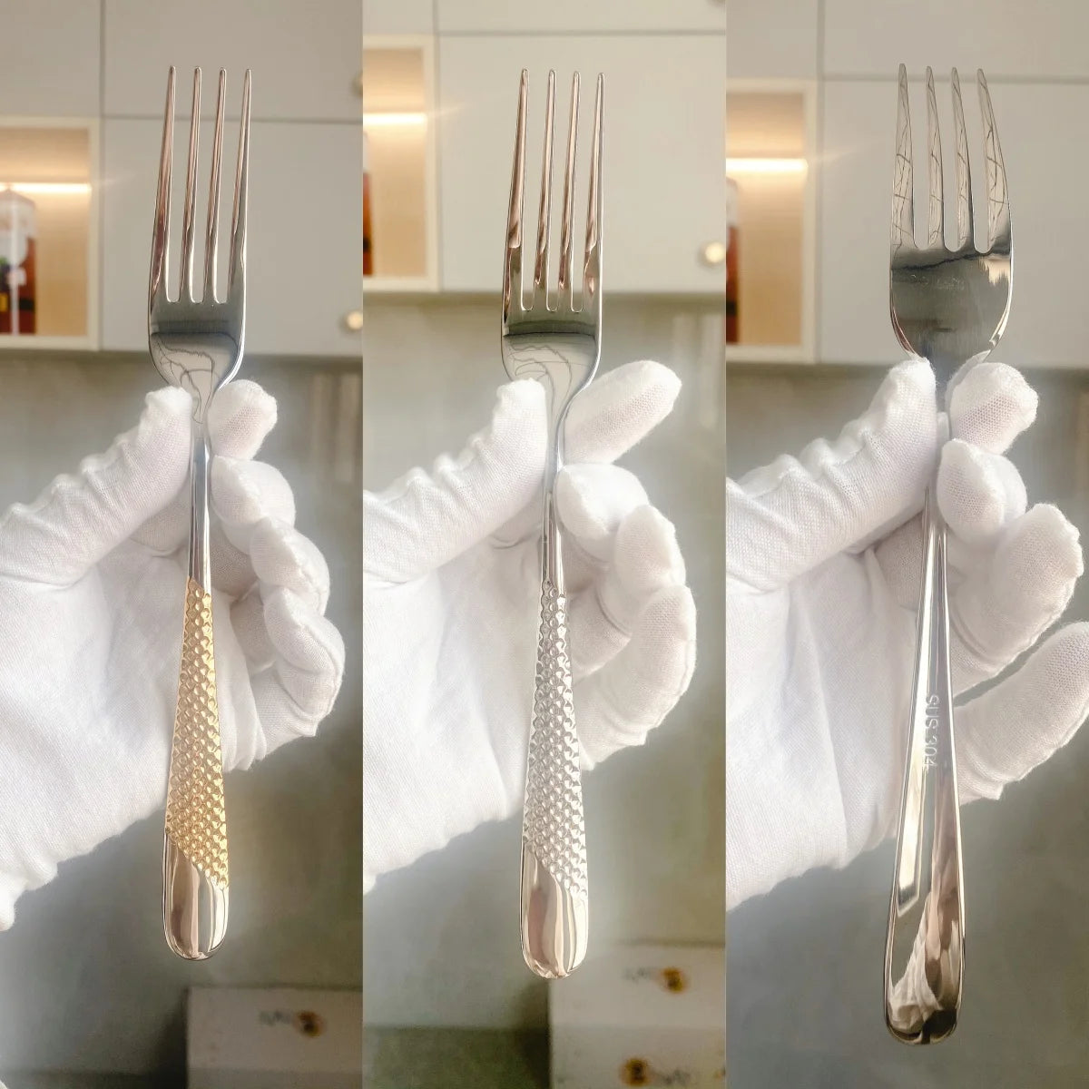 Hammered-Handle Stainless Steel Dinner Forks