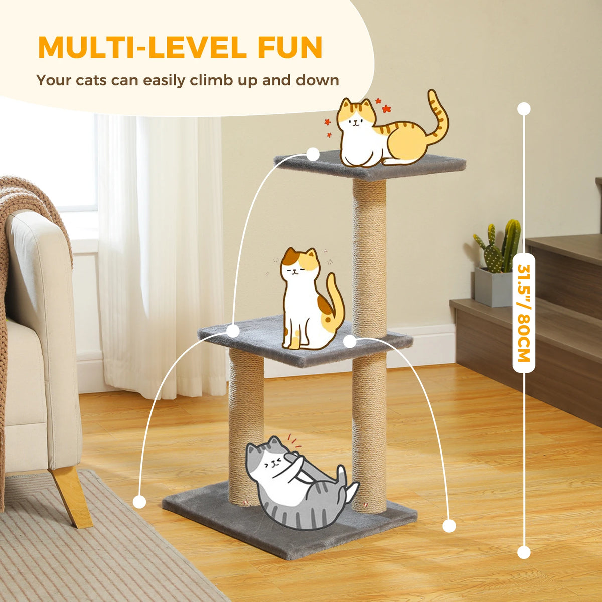Compact Cat Tree with Removable Perch & Hammock