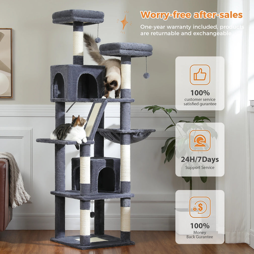 Multi-Level Cat Tree with Scratching Posts, Cozy Condo, Hammock, Large Cat Tower for Indoor Cats, Cat Scratching Board, Cat Toys Whispering Desires Shoppe