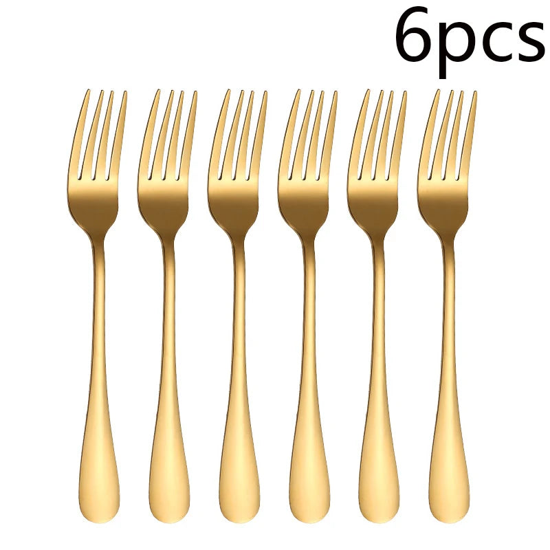 Gold-Finish Stainless Steel Flatware — 6 or 30 Pieces