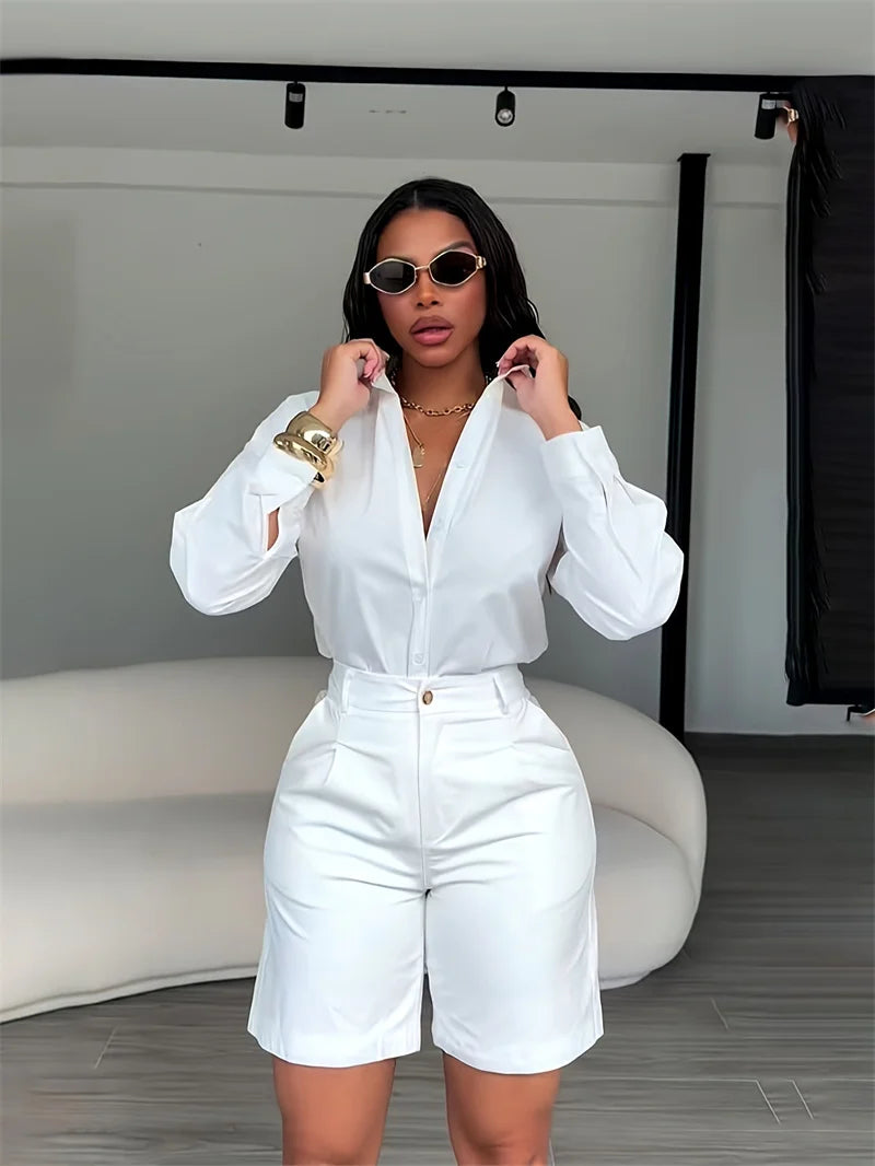 Women's Long-Sleeve Shirt and Shorts Set