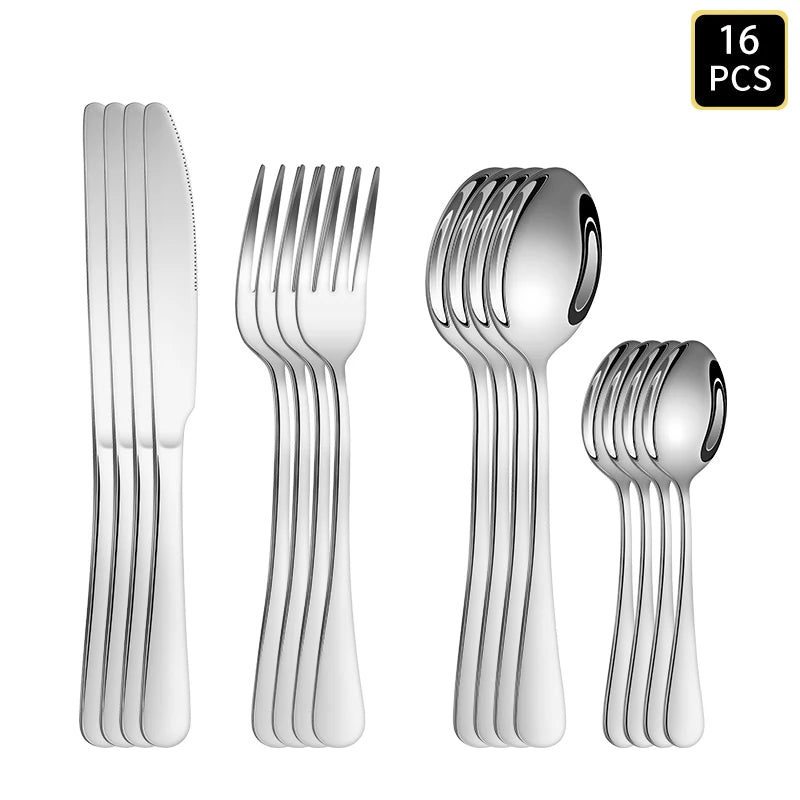 Round-Handle Stainless Steel Flatware, Assorted Packs