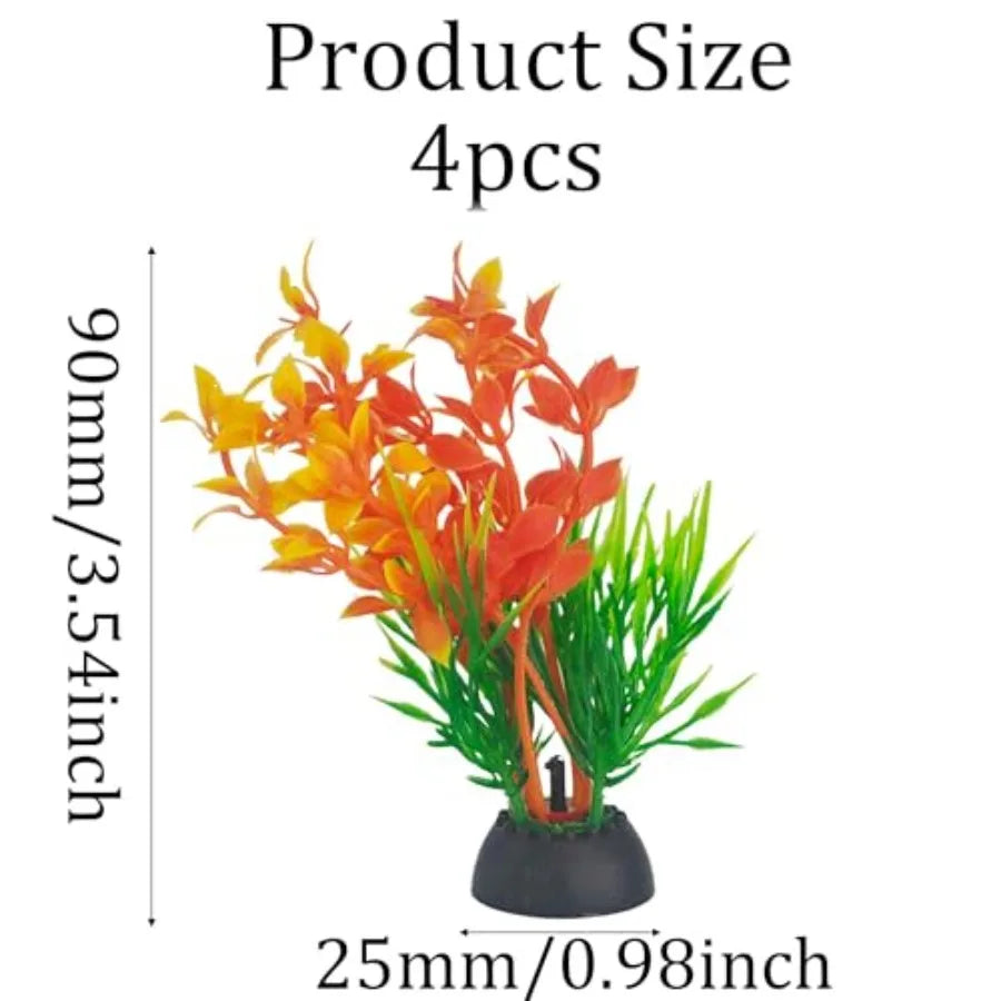 Artificial Aquarium Plants, 4" Tall, 4-Pack