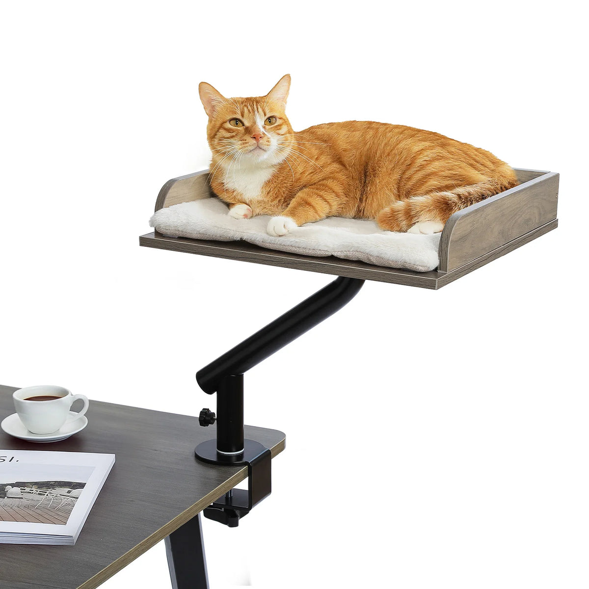 360° Rotating Desk-Mounted Cat Bed
